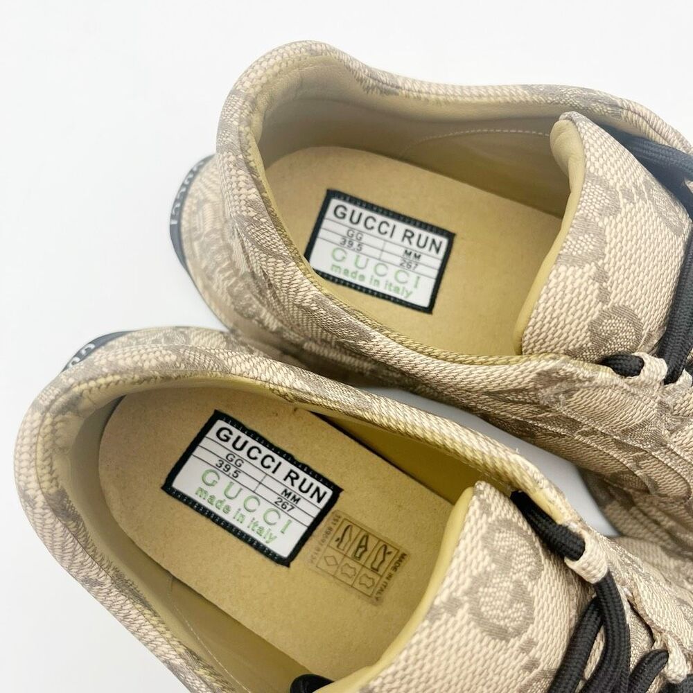 GUCCI Brown Run GG Logo Sneakers Size 39.5 US 9 Low Top Lace Up Monogram - Picture 5 of 14
